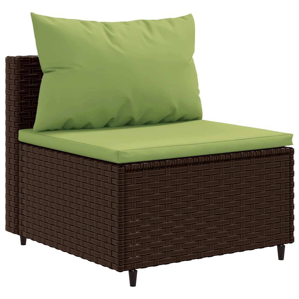 6 Pcs conj. lounge jardim c/ almofadões 6 pcs vime PE castanho