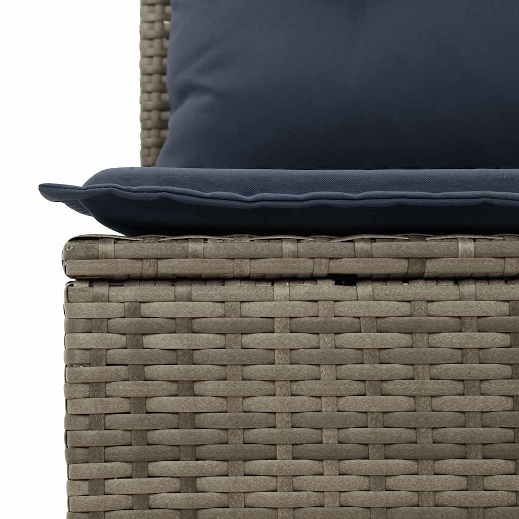 11 Pcs conjunto sofás de jardim c/ almofadões vime PE cinzento