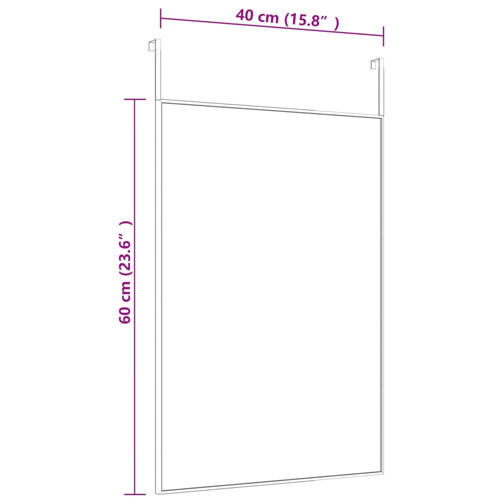 Espelho para porta 40x60 cm vidro e alumínio preto