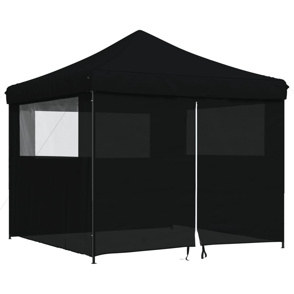Tenda p/ festas pop-up dobrável com 4 paredes laterais preto