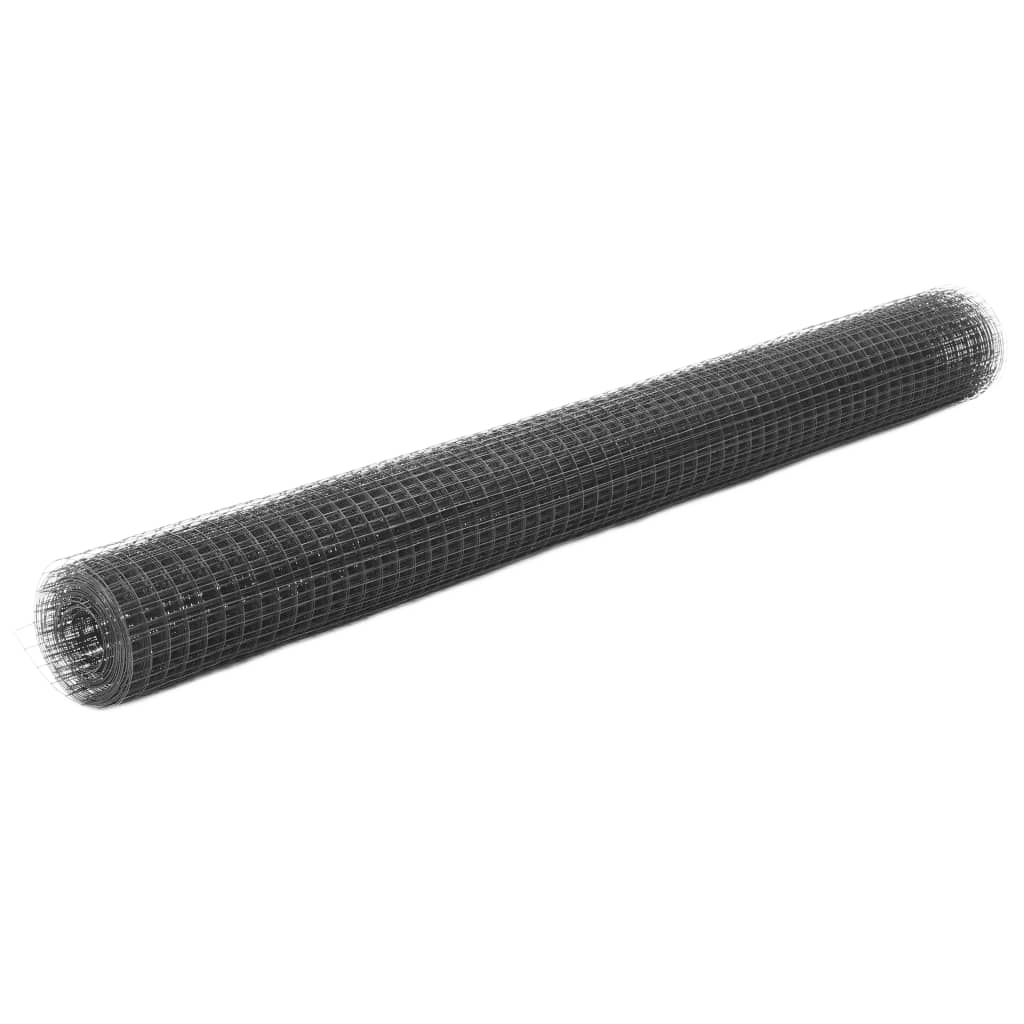 Cerca arame galinheiro 25x1,5m aço c/ revestimento PVC cinzento