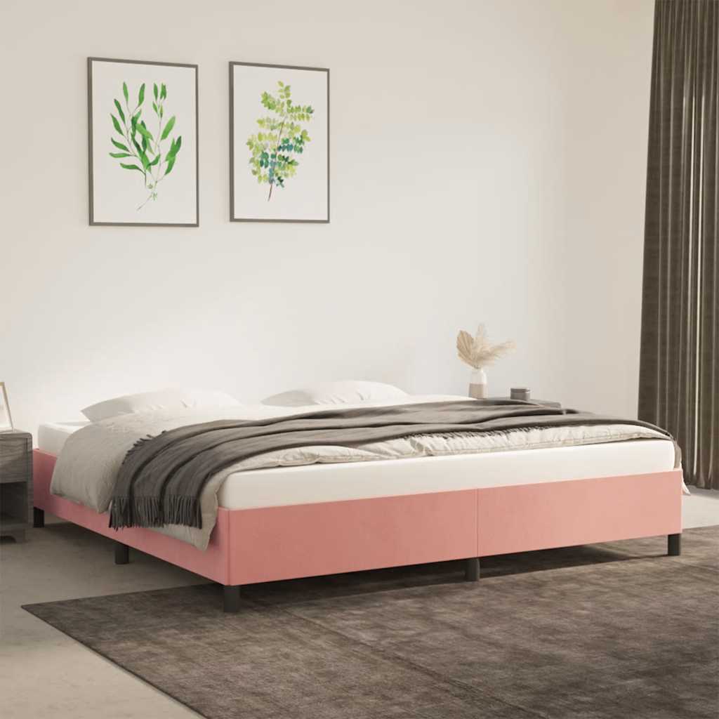 Estrutura de cama sem colchão 200x200 cm veludo rosa