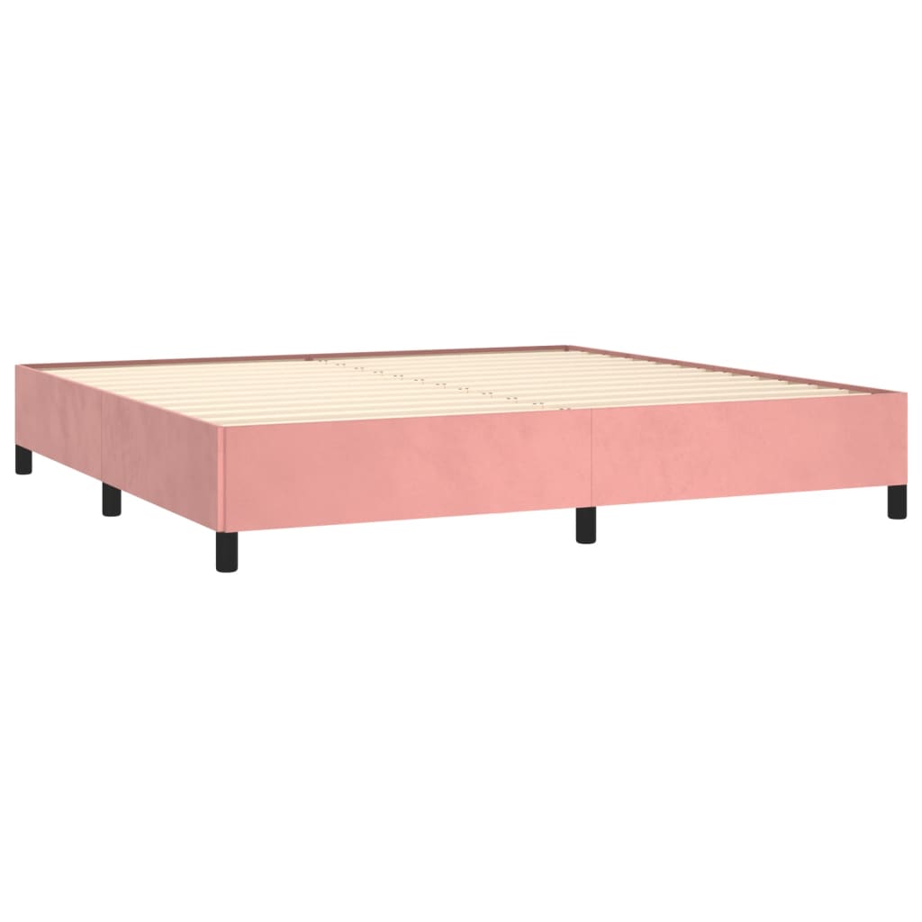Estrutura de cama sem colchão 200x200 cm veludo rosa