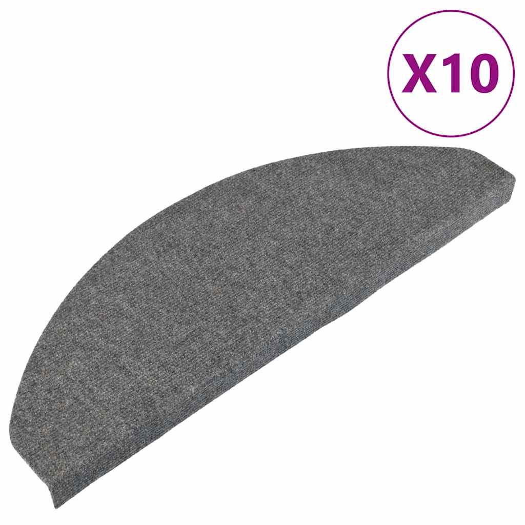 Tapetes de escada adesivos 10 pcs 65x22,5x3,5 cm cinzento