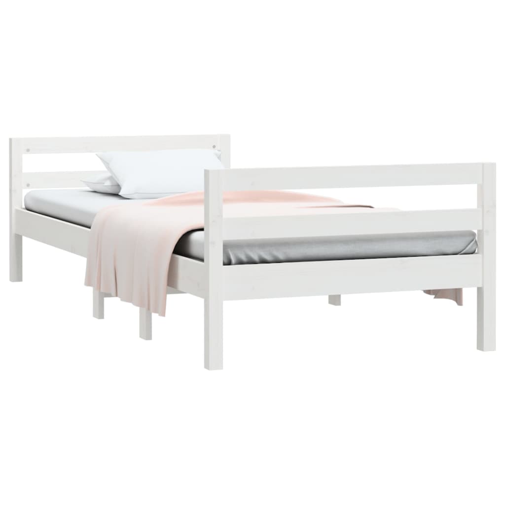 Cama sem colchão 90x190 cm madeira de pinho maciça branco