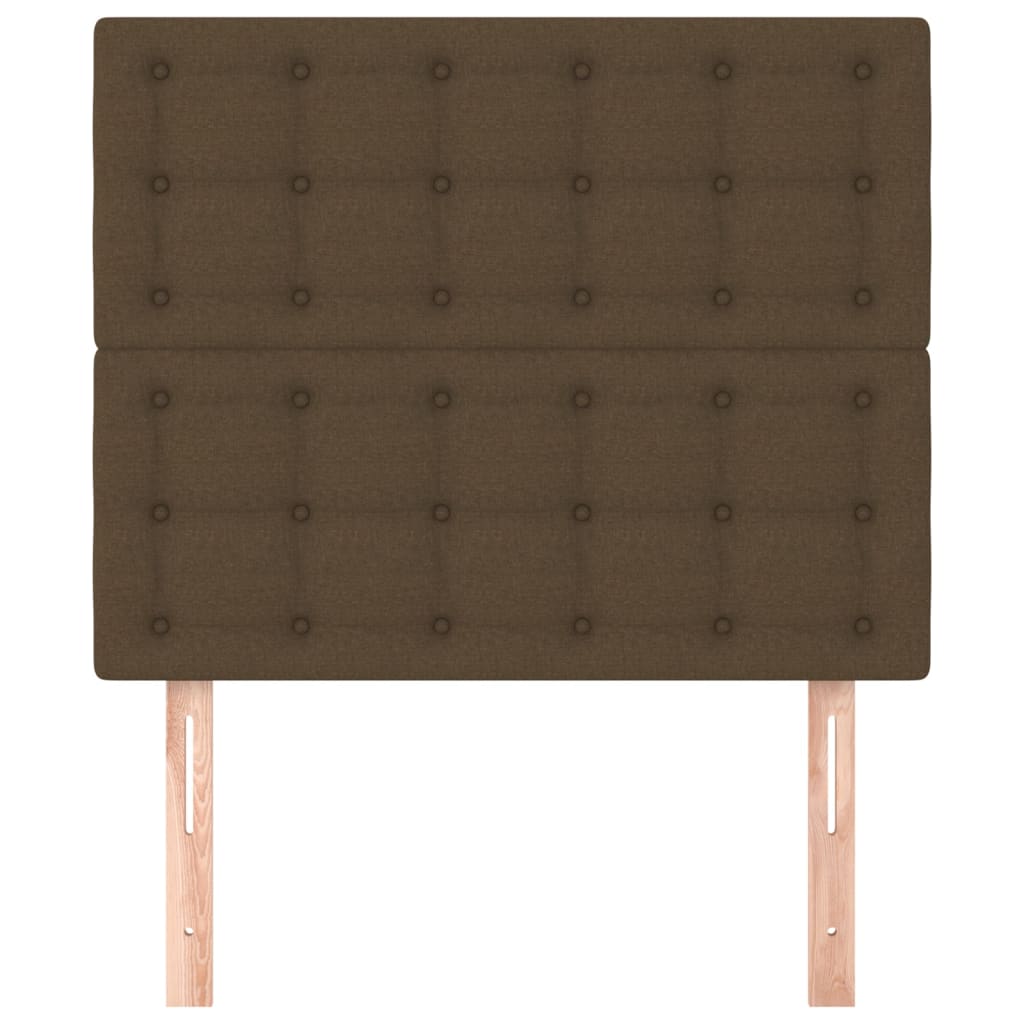 Cabeceira 90x5x118/128 cm tecido castanho escuro