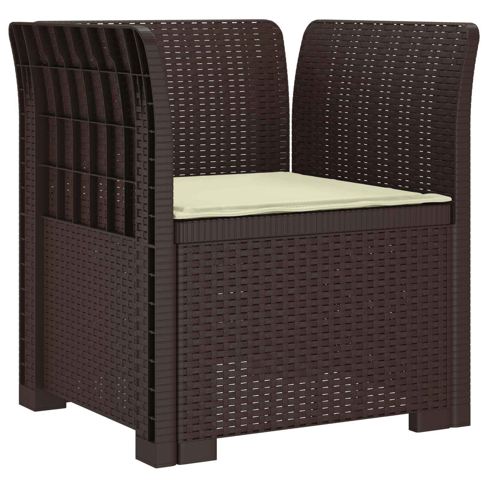 Poltrona 1 lugar com almofada look rattan PP castanho