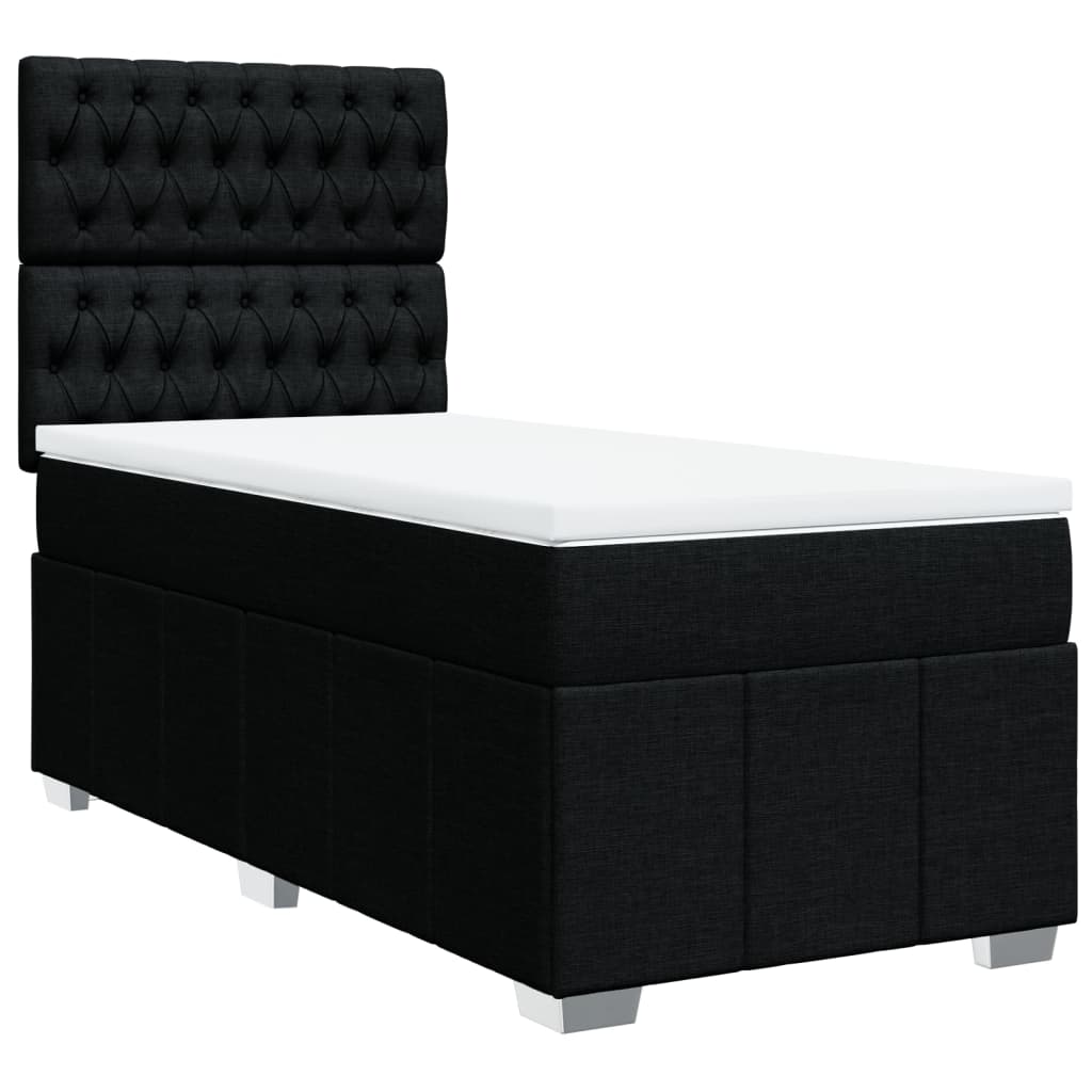 Cama com molas/colchão 90x190 cm tecido preto