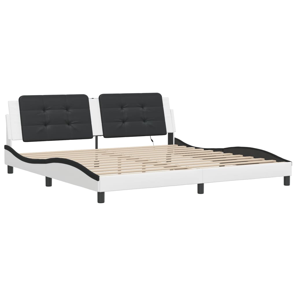 Estrutura de cama com LED sem colchão zadar 200x200cm branco/preto