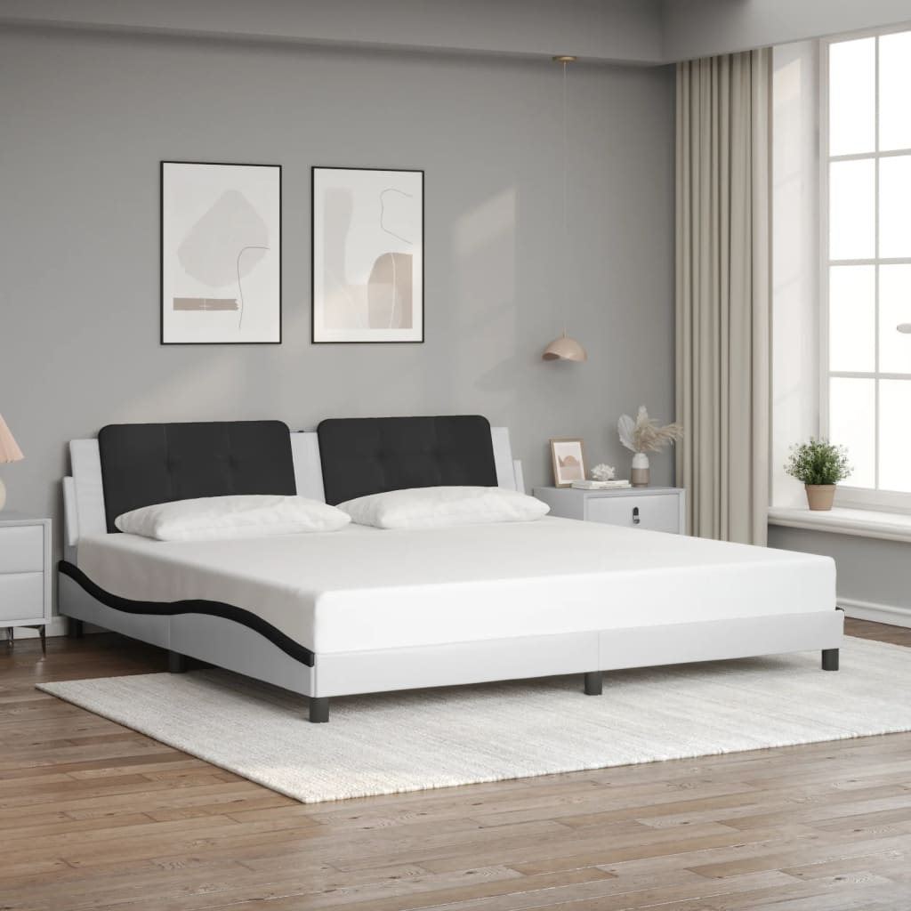 Estrutura de cama com LED sem colchão zadar 200x200cm branco/preto
