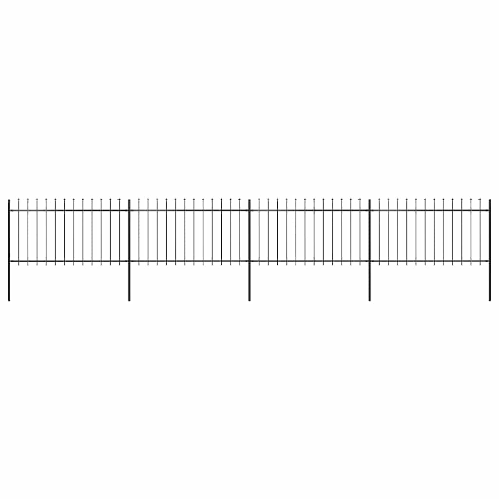 Cerca de jardim com topo em forma de lança em aço 671x100 cm, preta