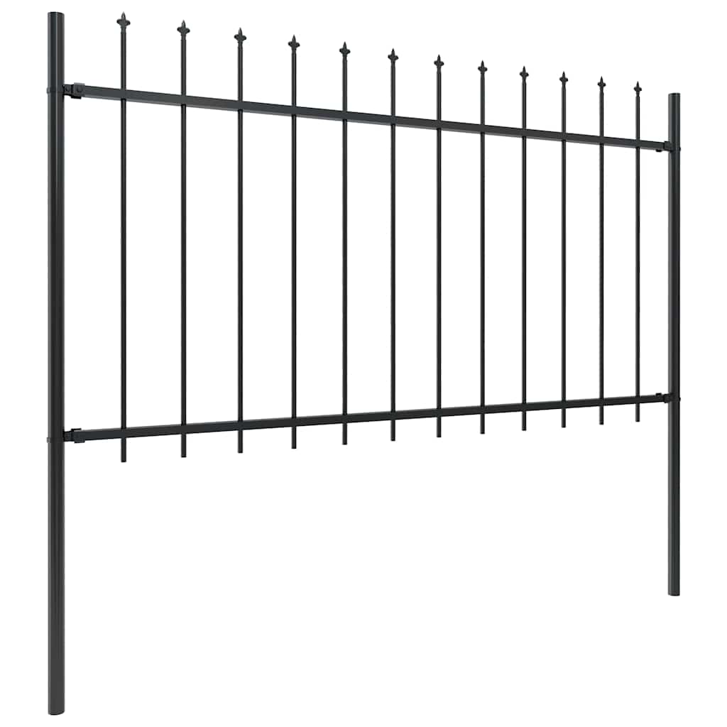 Cerca de jardim com topo em forma de lança em aço 671x100 cm, preta