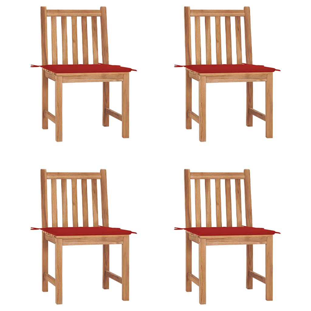 Cadeiras de jardim c/ almofadões 4 pcs madeira de teca maciça