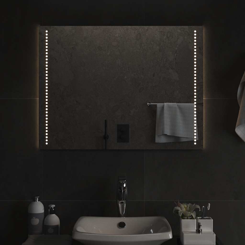 Espelho de casa de banho com luzes LED 80x60 cm