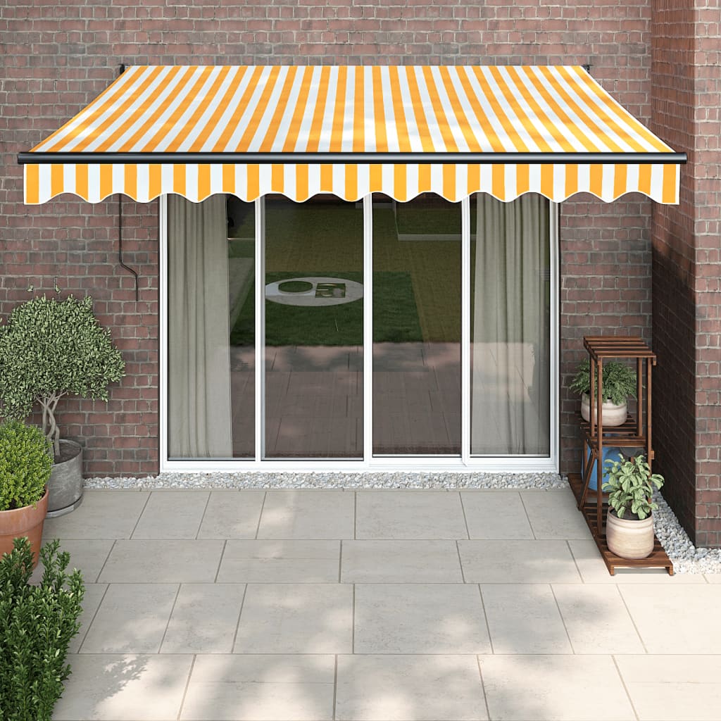 Toldo retrátil automático 3x2,5 m amarelo e branco