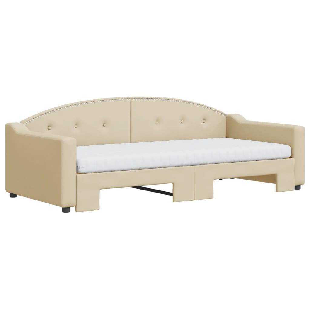Sofá-cama c/ gavetão e colchões 90x200 cm tecido cor creme