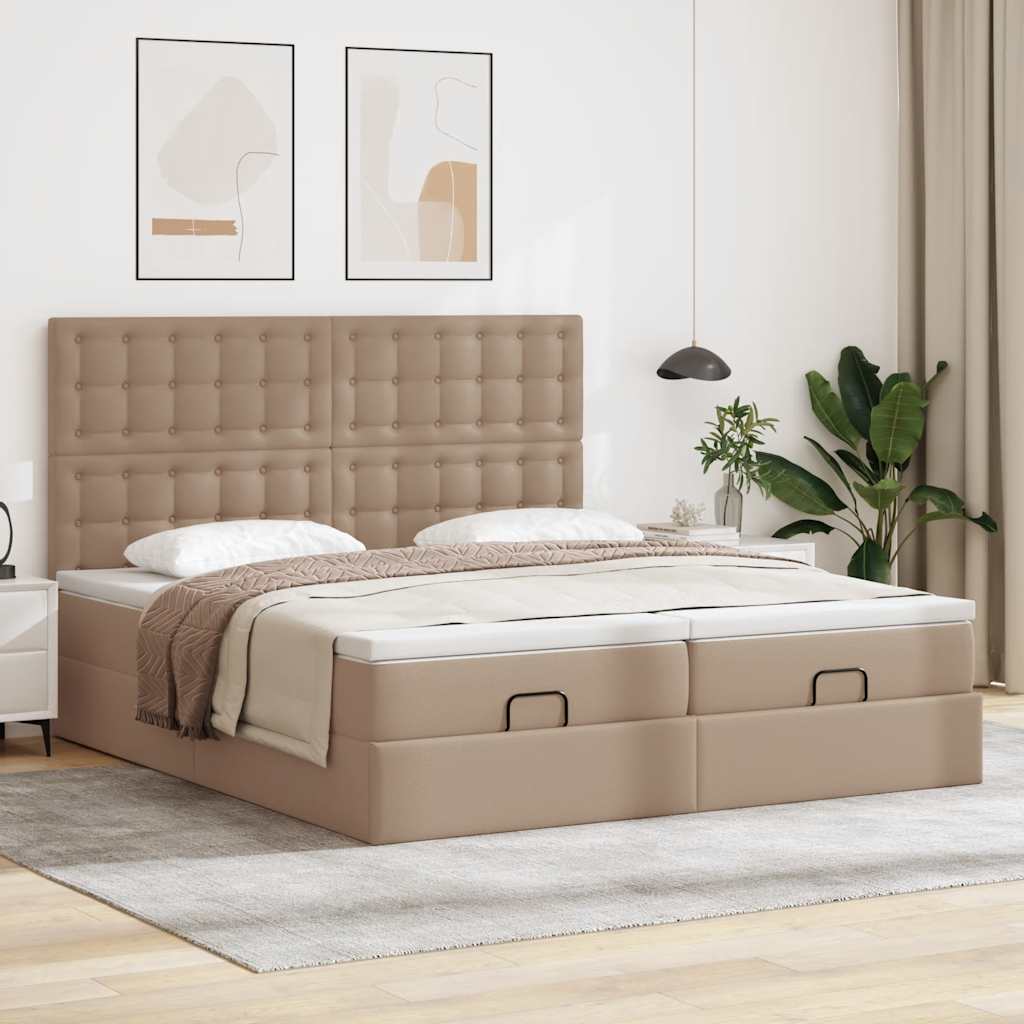 Cama otomana com colchões & leds 180x200 cm couro artificial