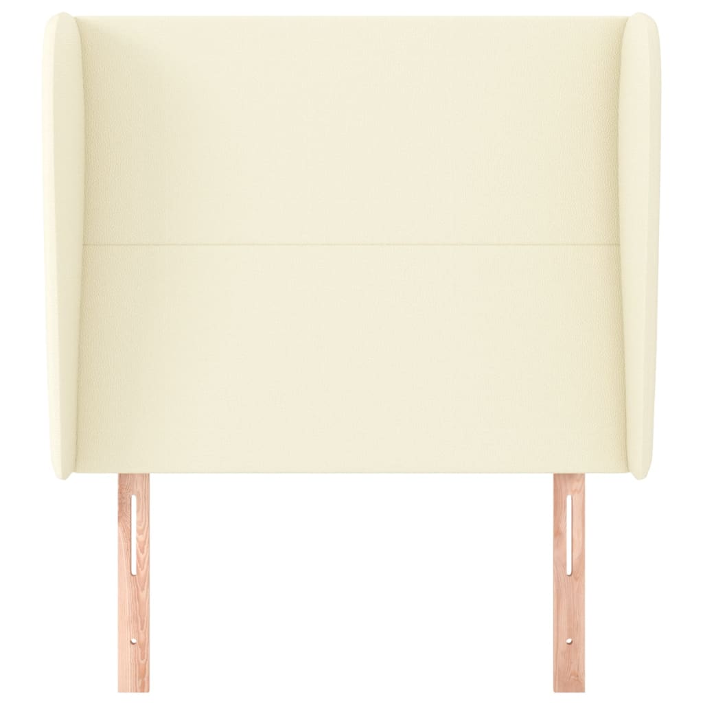 Cabeceira cama c/ abas couro artificial 83x23x118/128 cm creme