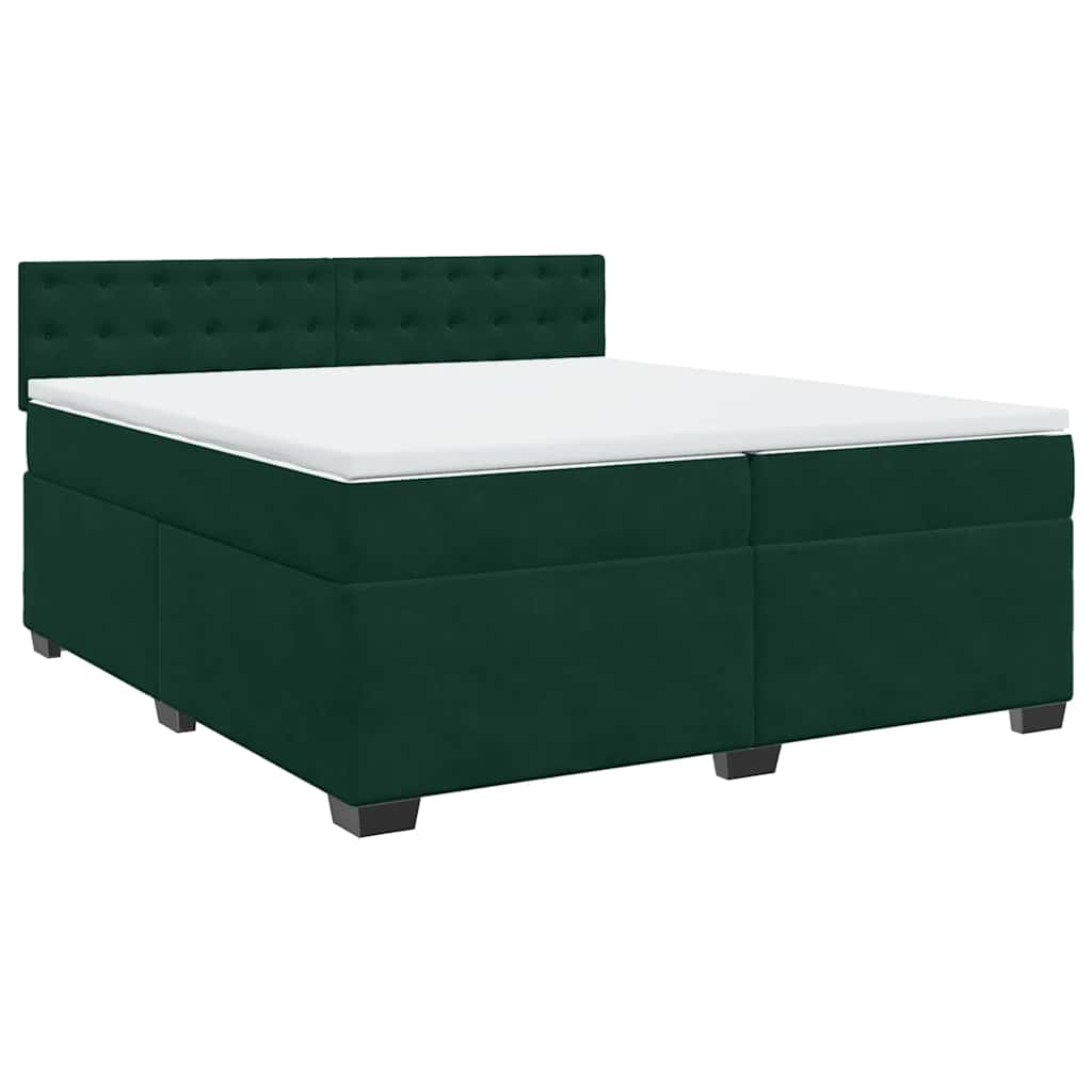 Cama com molas/colchão 200x200 cm veludo verde-escuro