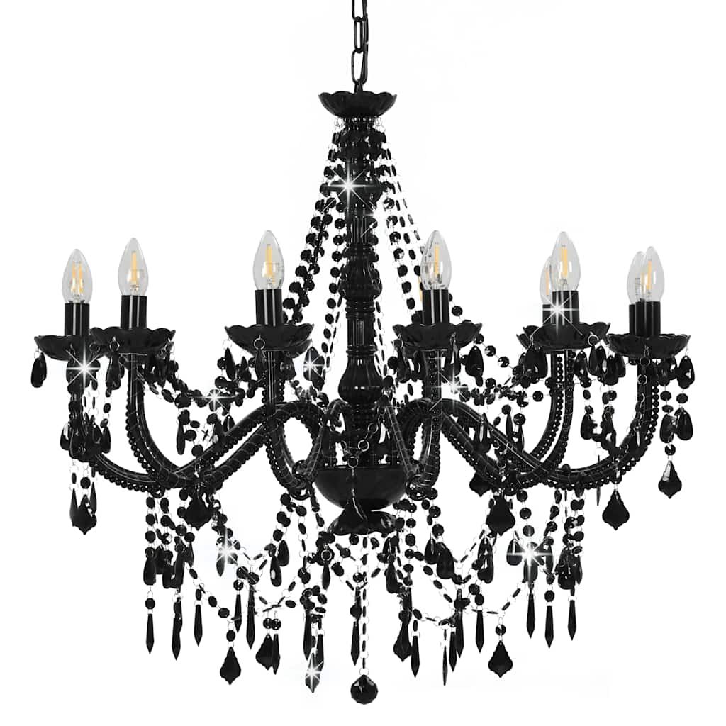 Lustre com contas lâmpadas 12 x e14 preto