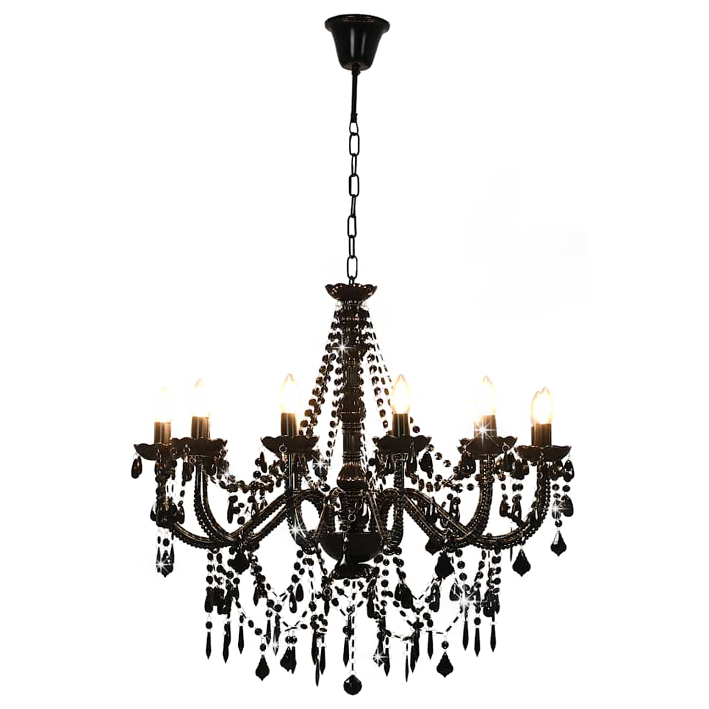 Lustre com contas lâmpadas 12 x e14 preto