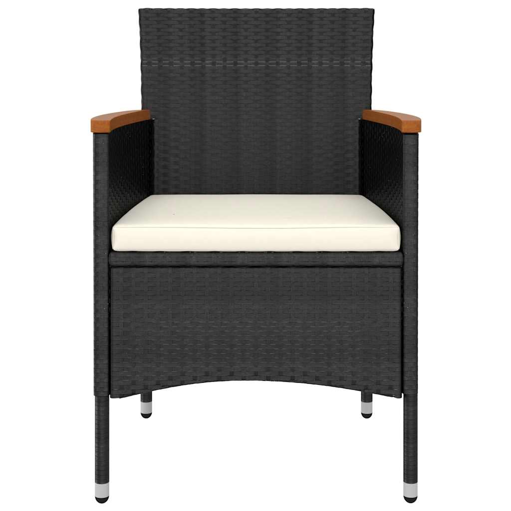 5 Pcs conjunto lounge de jardim vime PE preto