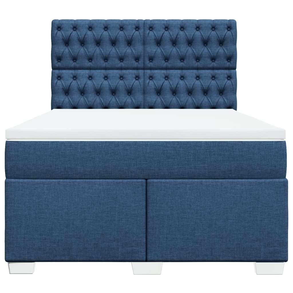 Cama com molas/colchão 160x200 cm tecido azul