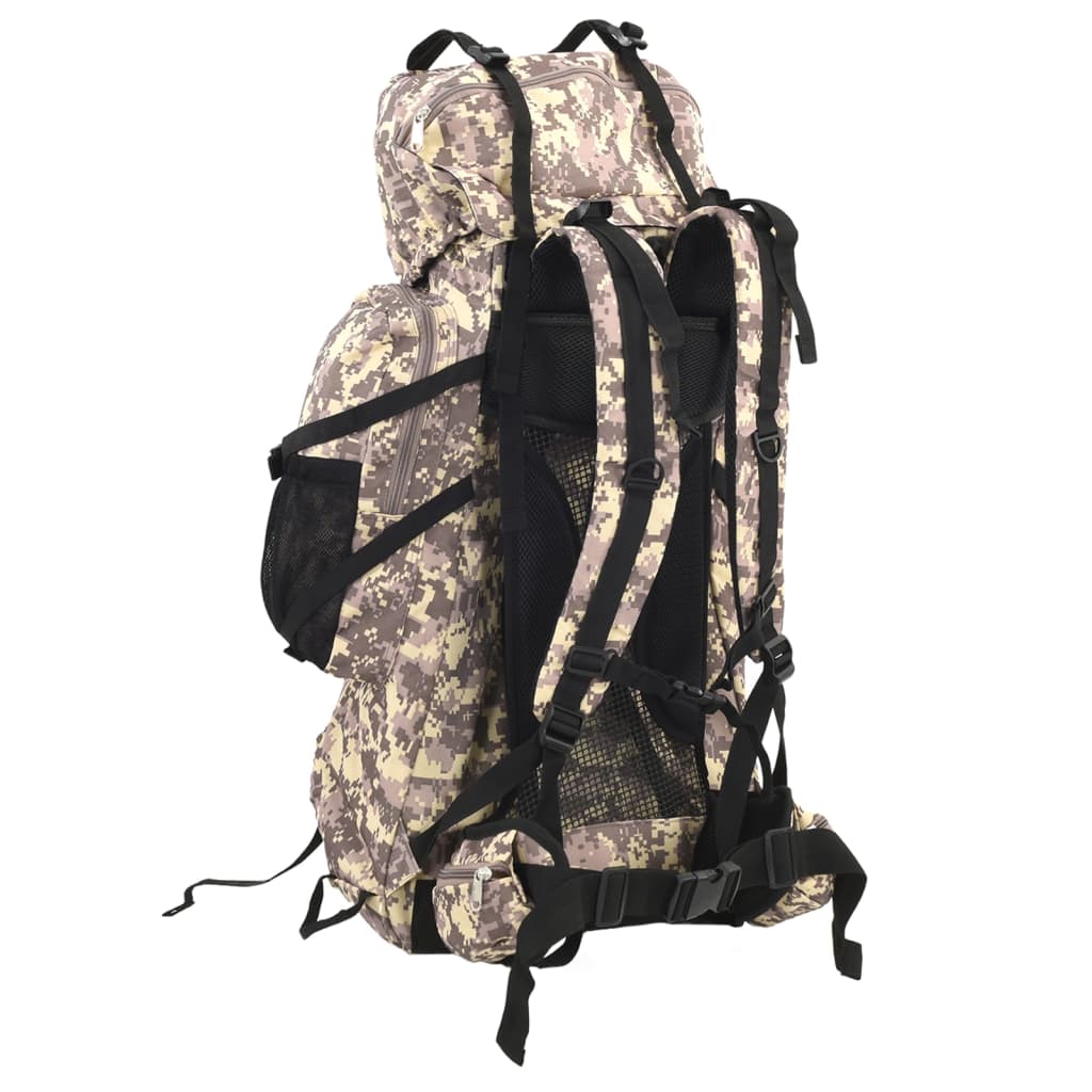 Mochila para caminhadas 100 l tecido oxford camuflagem castanha