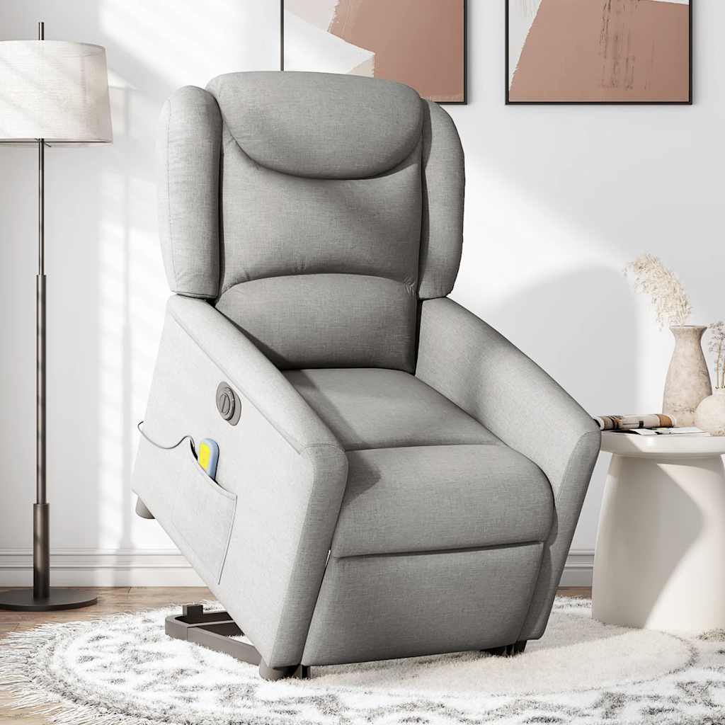 Poltrona elétrica elevatória massagens tecido cinzento-nublado