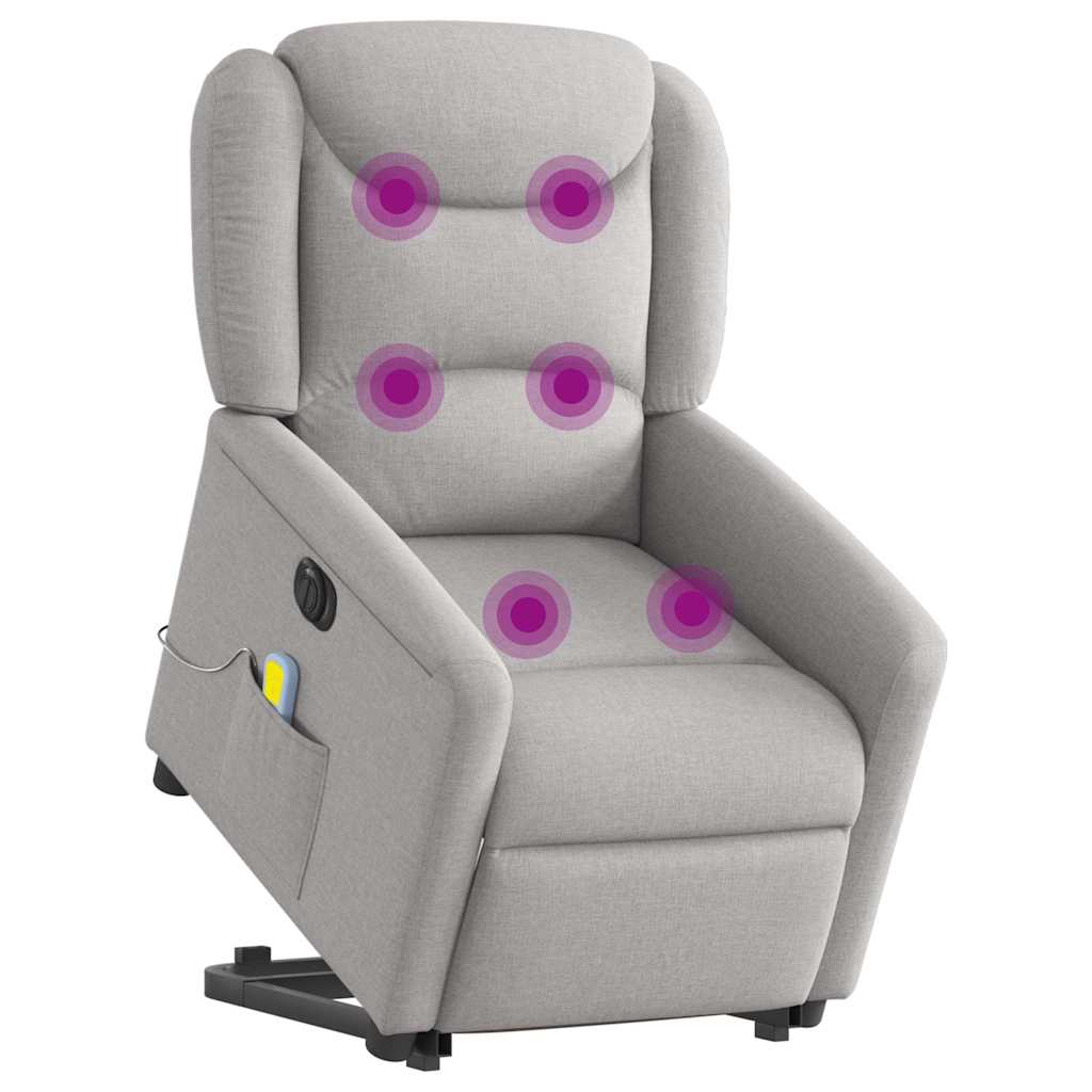 Poltrona elétrica elevatória massagens tecido cinzento-nublado