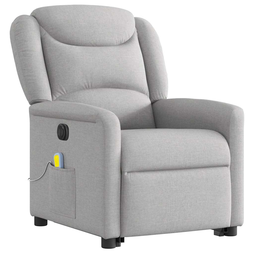 Poltrona elétrica elevatória massagens tecido cinzento-nublado