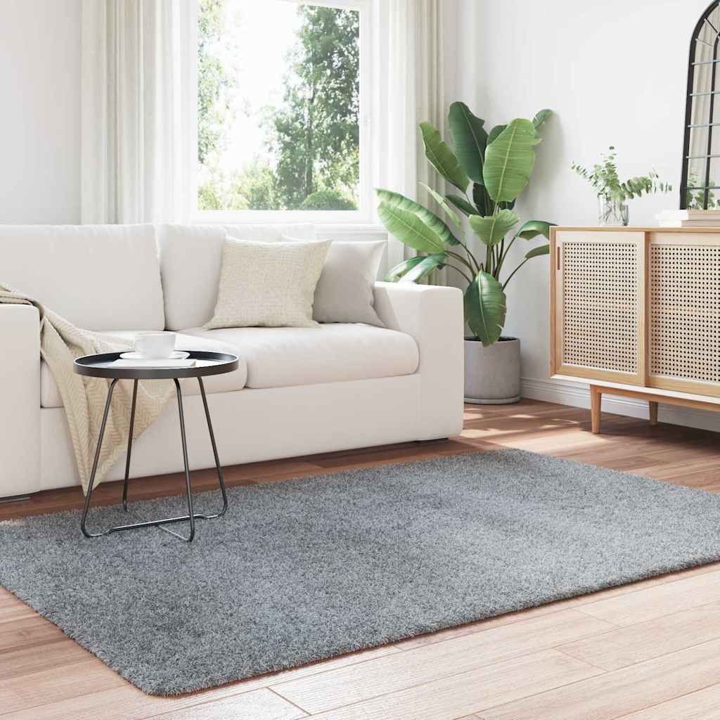 Tapete shaggy de pelo alto navarra 130x200 cm cinzento-claro