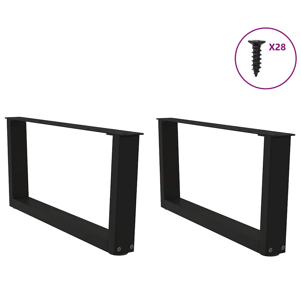 Pés para mesa de centro em v, 2 peças, preto, 70x(30-31,3) cm, aço