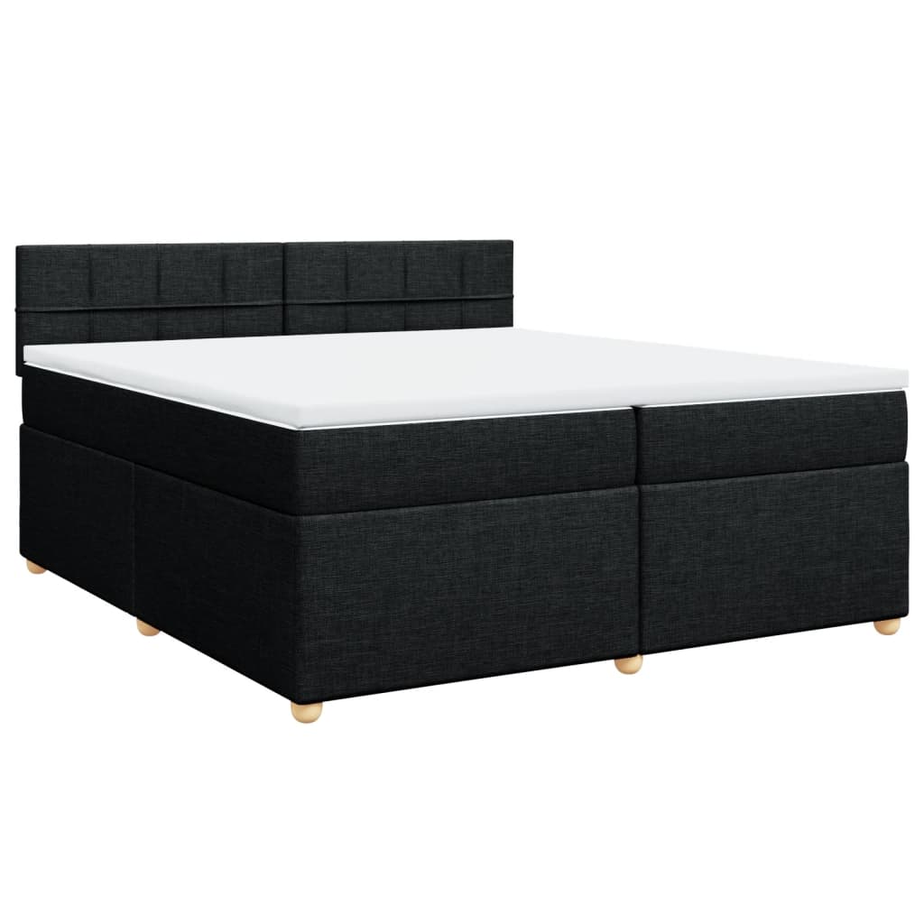 Cama com molas/colchão 200x200 cm tecido preto