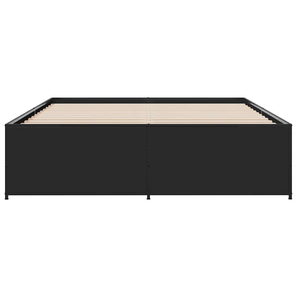 Estrutura de cama 140x200 cm derivados de madeira/metal preto