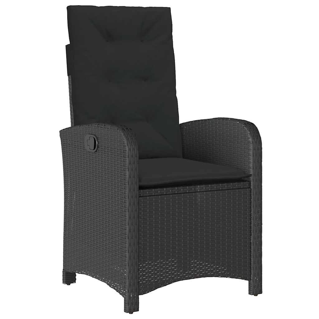 9 Pcs conjunto de jantar p/ jardim c/ almofadões vime PE preto