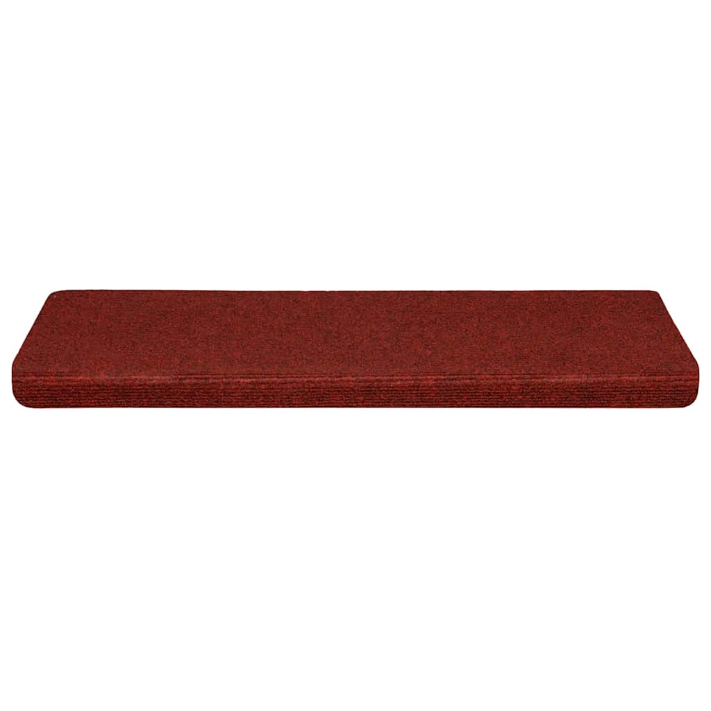 Tapetes de escada autoadesivos 30 peças 65x21x4 cm vermelho bordô com borda retangular