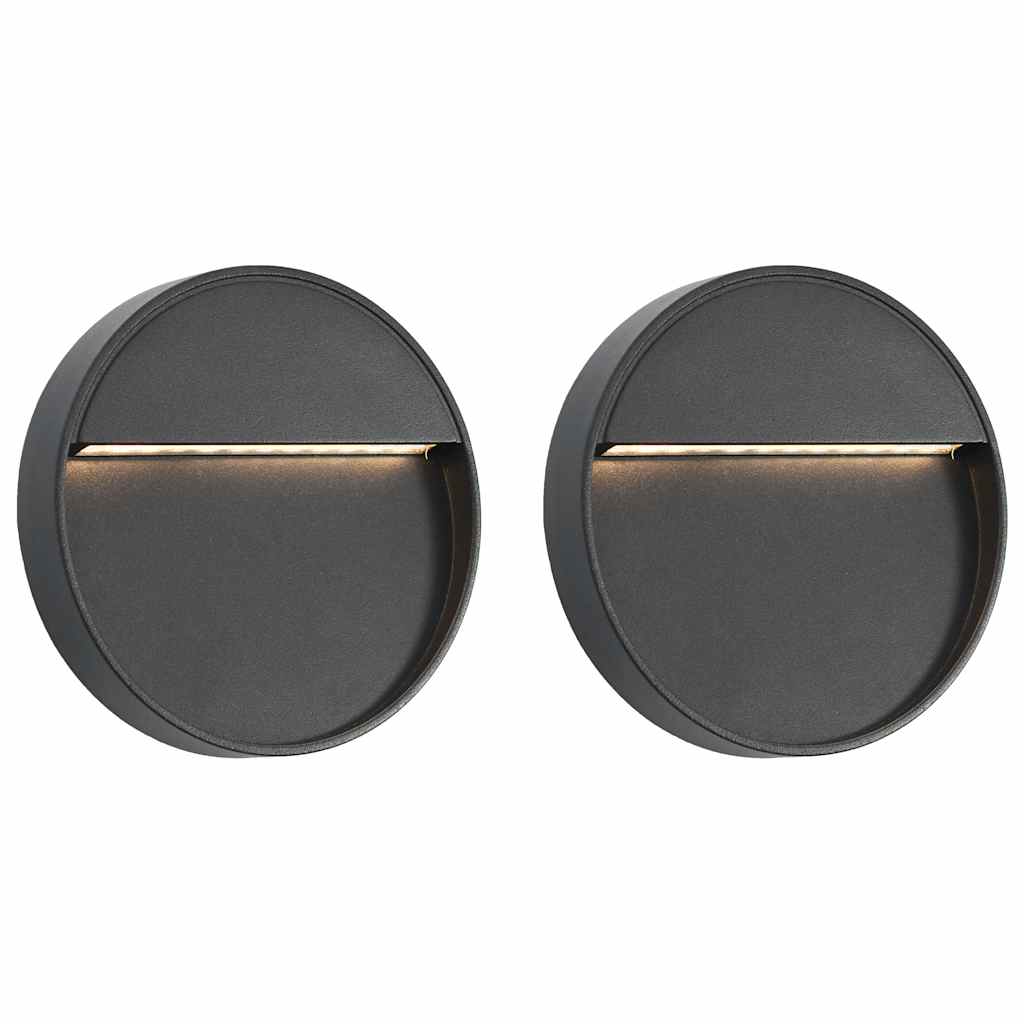 Candeeiros LED de parede exterior 2 pcs 3 w redondo preto