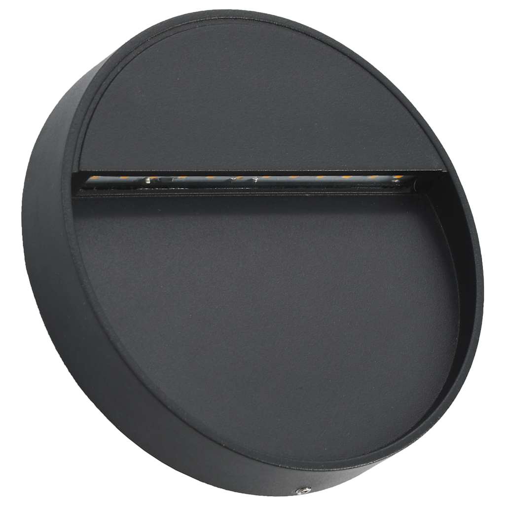 Candeeiros LED de parede exterior 2 pcs 3 w redondo preto