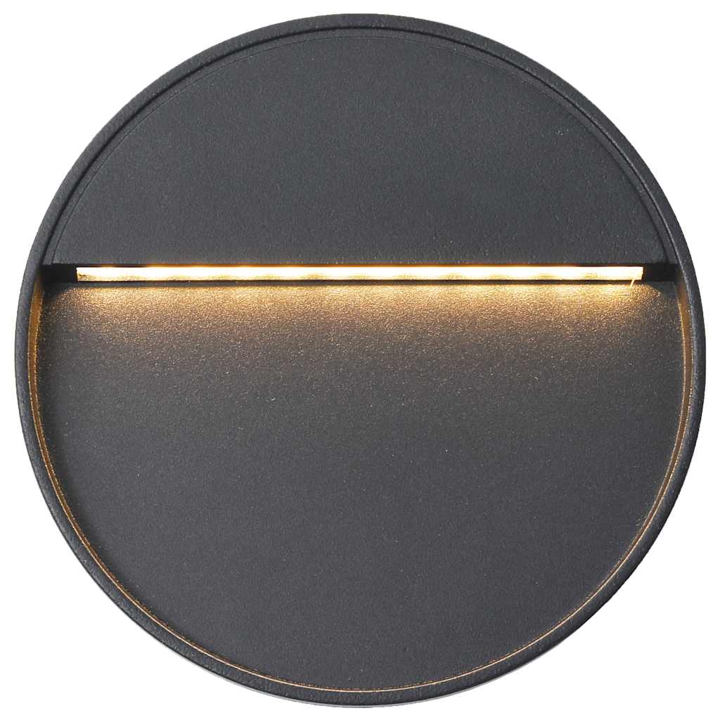 Candeeiros LED de parede exterior 2 pcs 3 w redondo preto