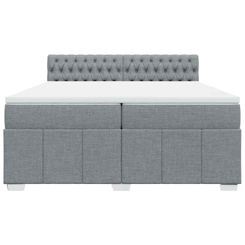 Cama com molas/colchão 200x200 cm tecido cinza-claro