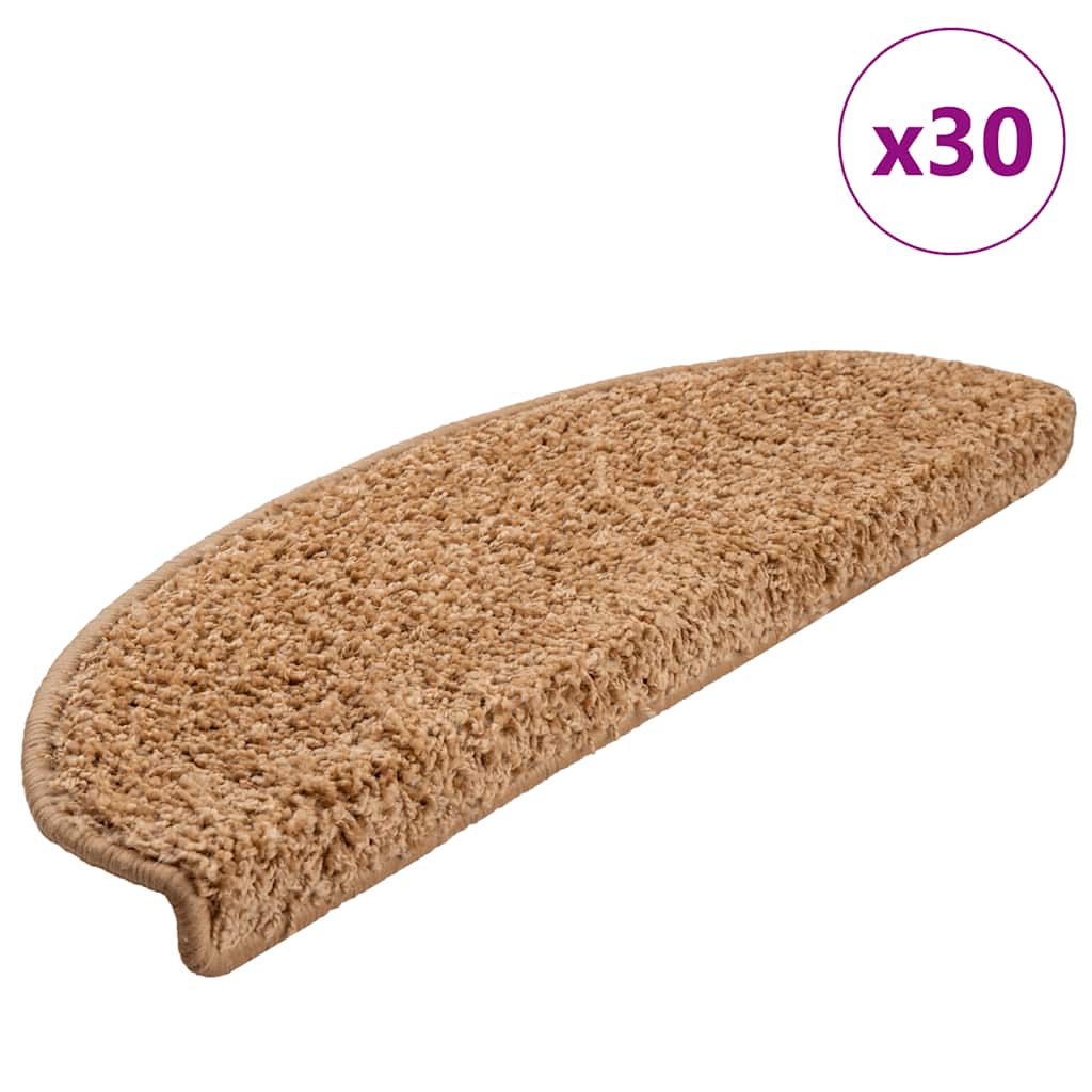 Tapetes de escada 30 peças 65x21x4 cm bege semicircular grande