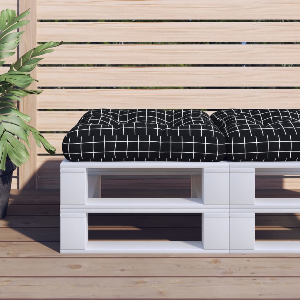 Almofadão para sofá de paletes 50x50x12 cm tecido xadrez preto