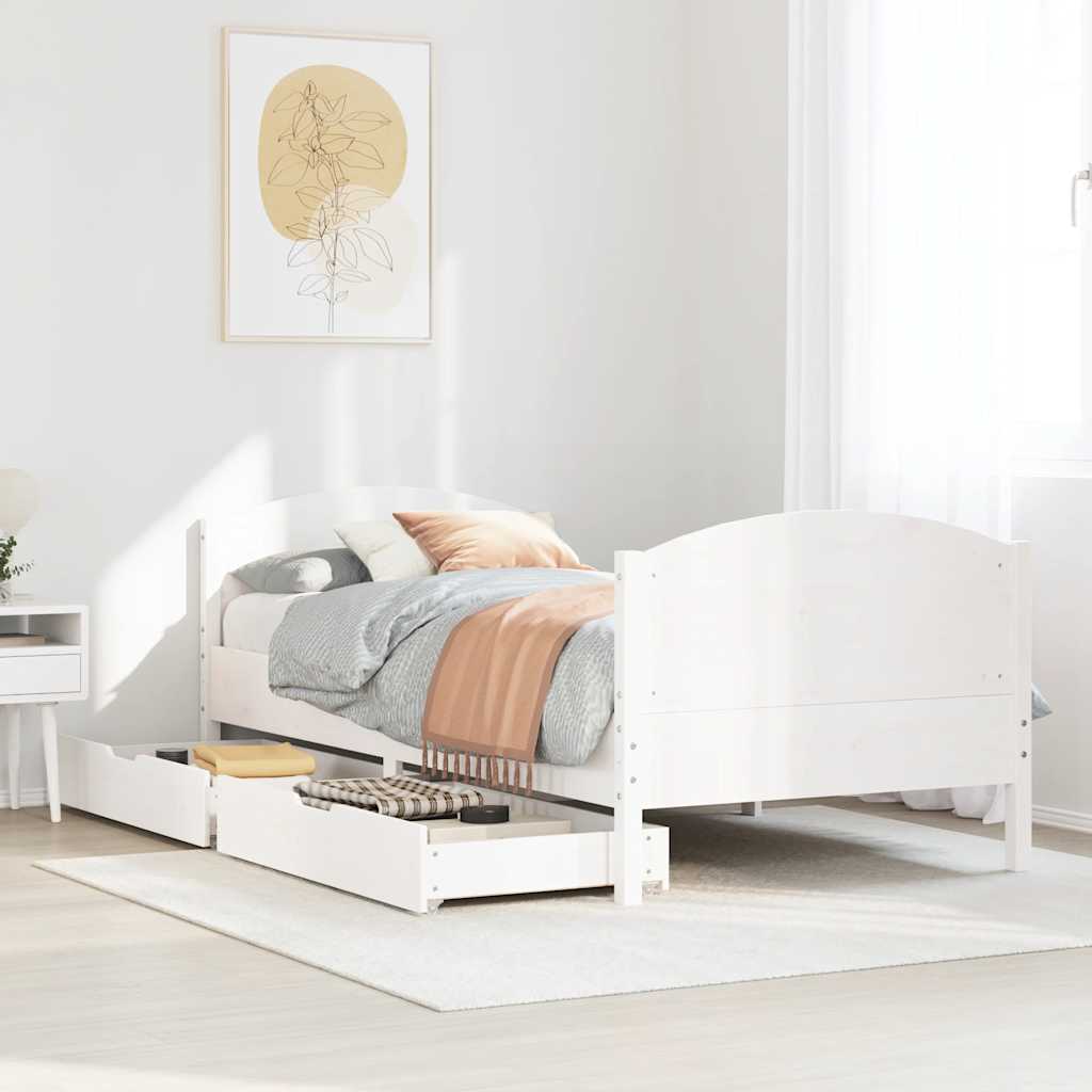 Cama sem colchão 100x200 cm madeira de pinho maciça branco