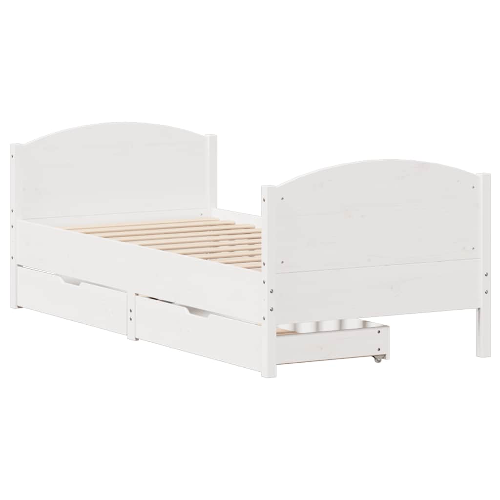 Cama sem colchão 100x200 cm madeira de pinho maciça branco