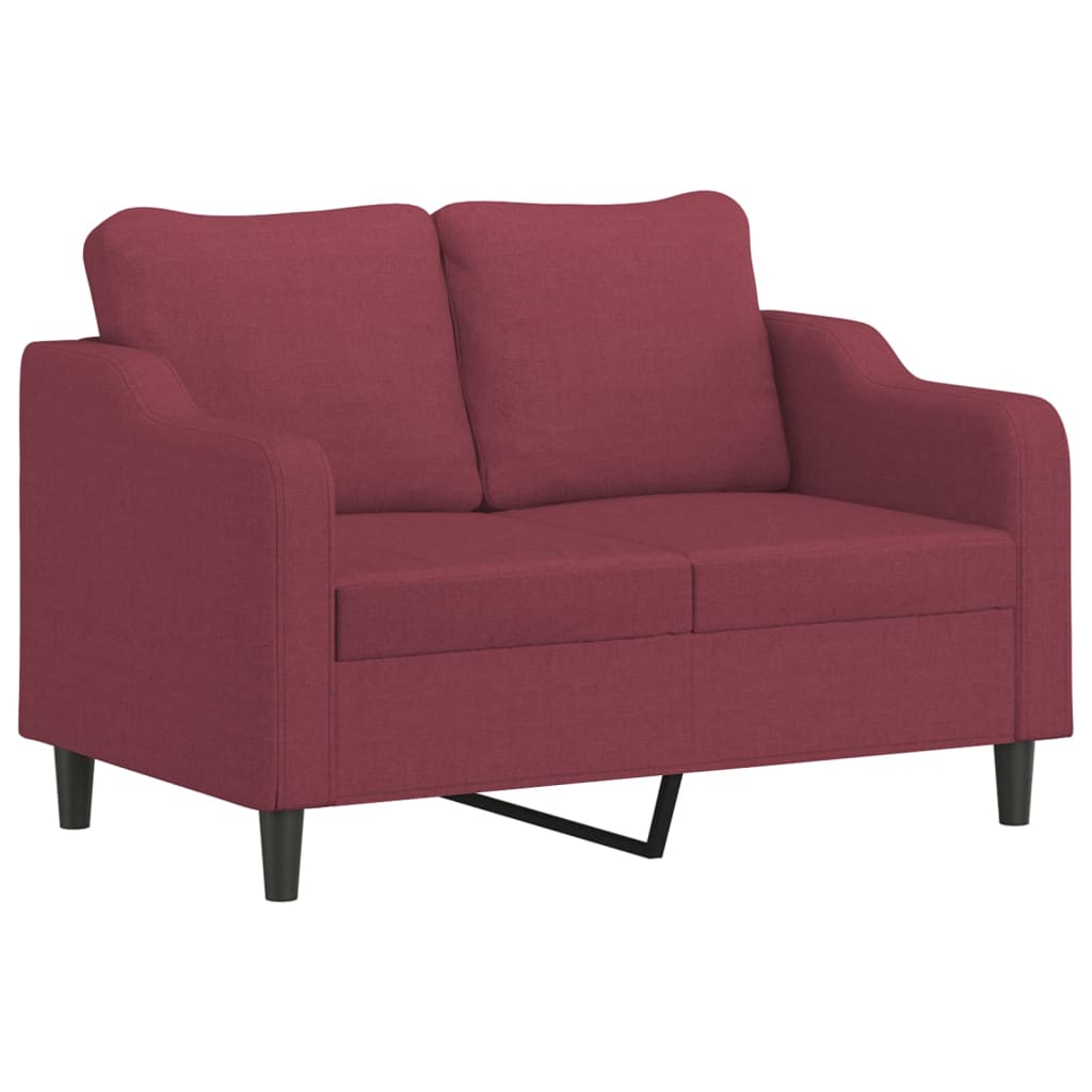 4 Pcs conjunto de sofás com almofadões tecido vermelho tinto