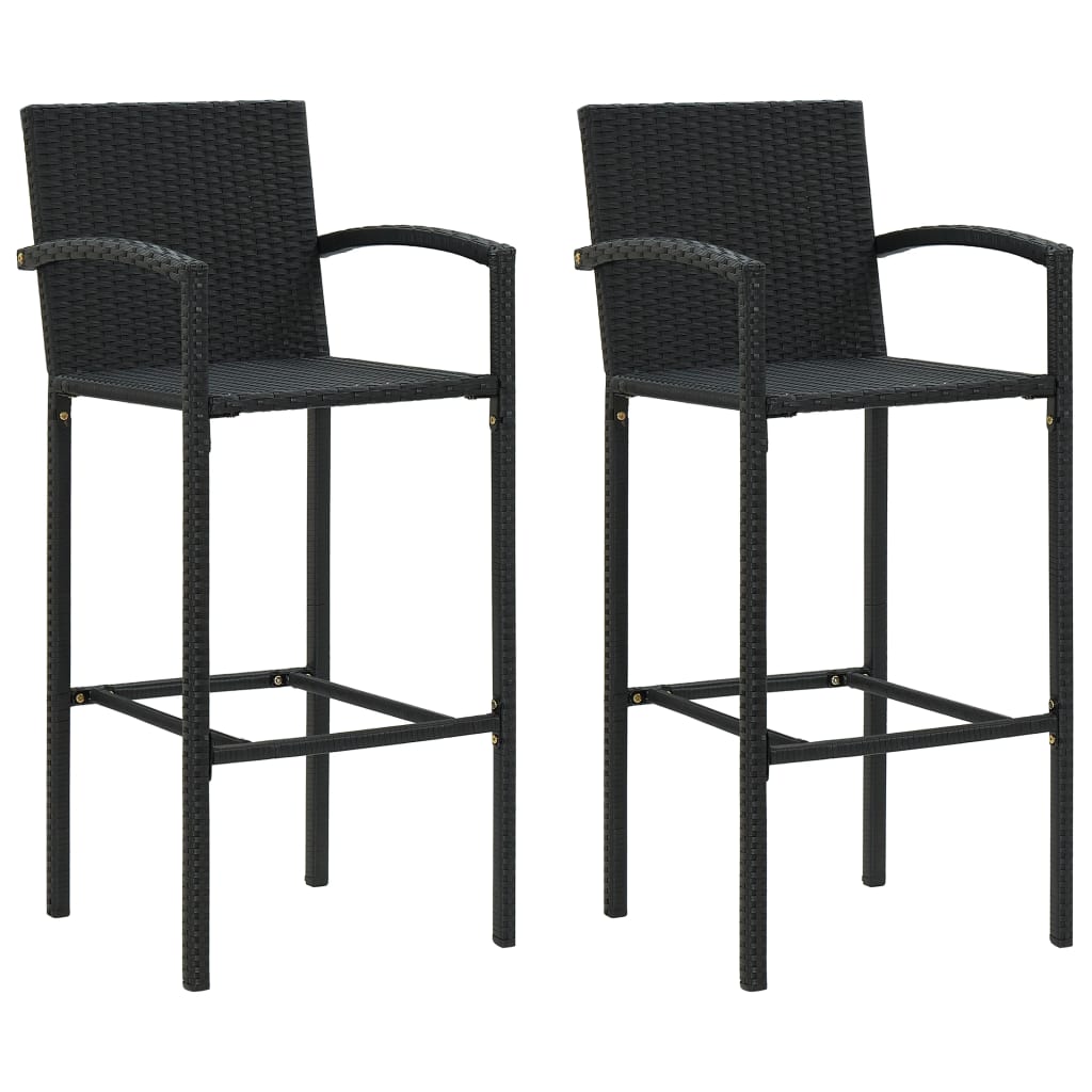 Bancos de bar 2 pcs vime PE preto