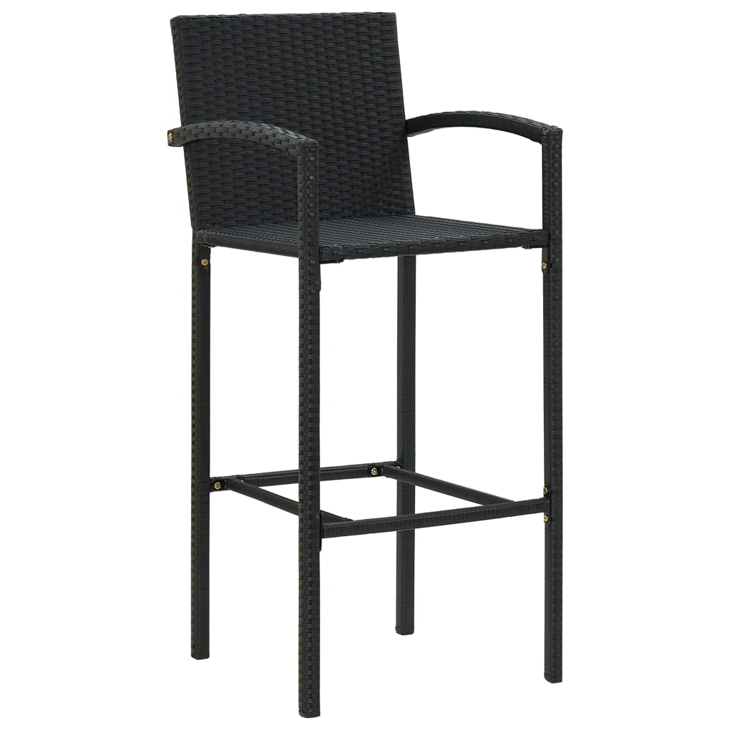 Bancos de bar 2 pcs vime PE preto