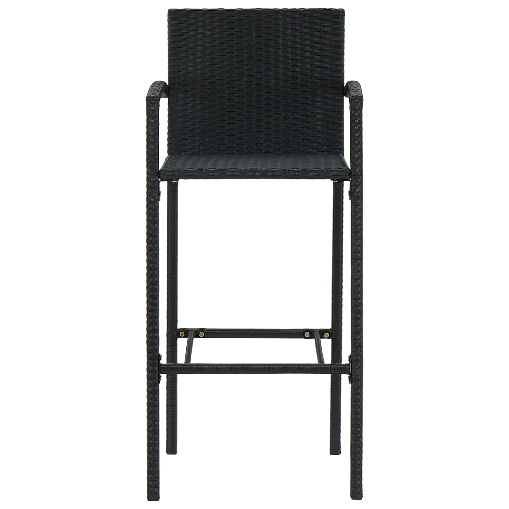 Bancos de bar 2 pcs vime PE preto