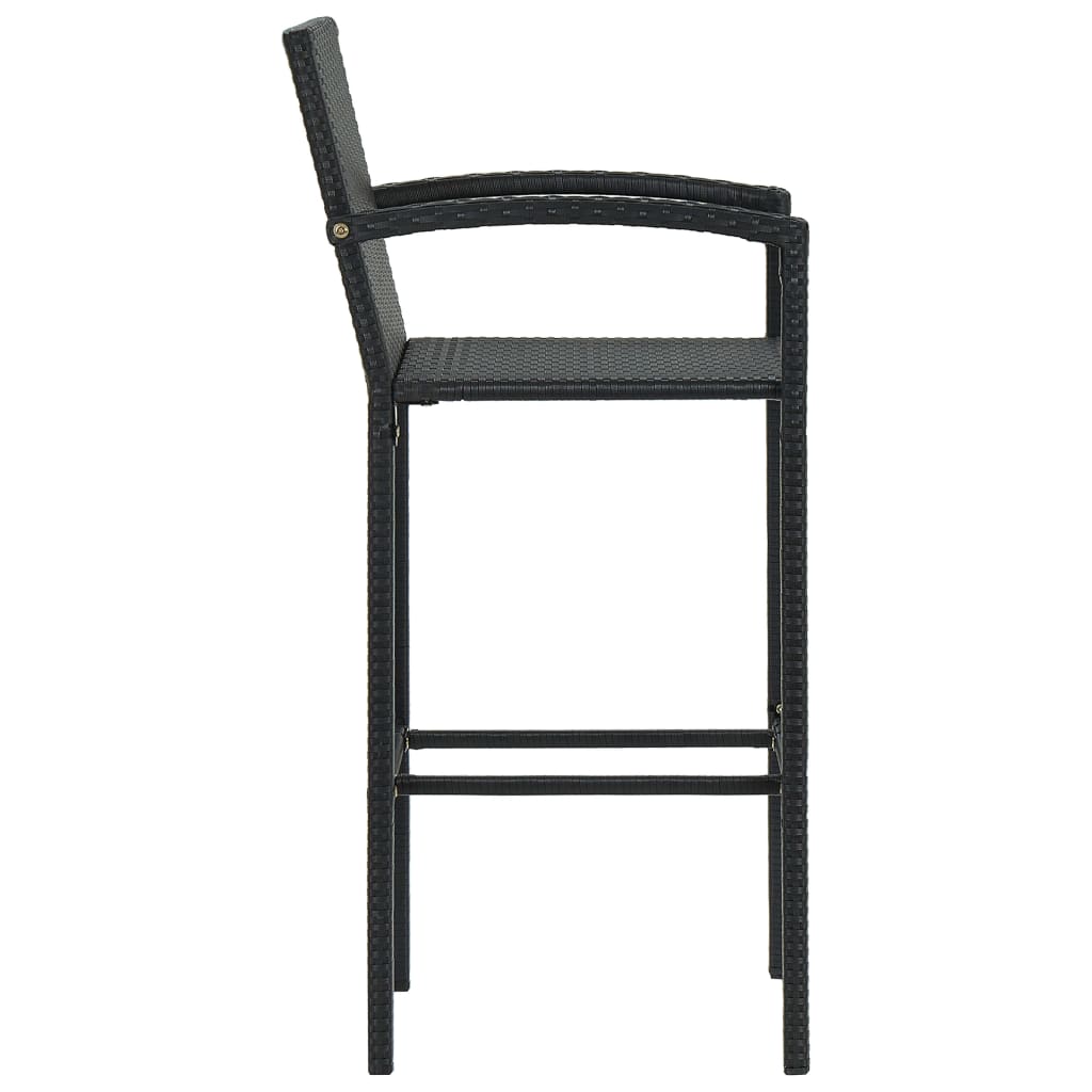 Bancos de bar 2 pcs vime PE preto